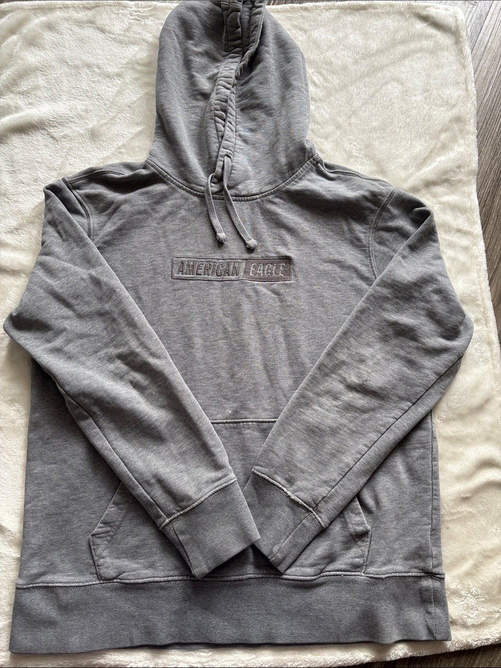 American Eagle Outfitters Gray Logo Pullover Hoodie